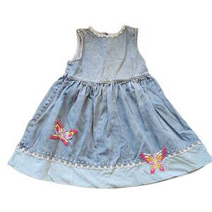 Baby Gap Denim Dress Blue with Butterfly Girls 4 Years Size 4XL J3473